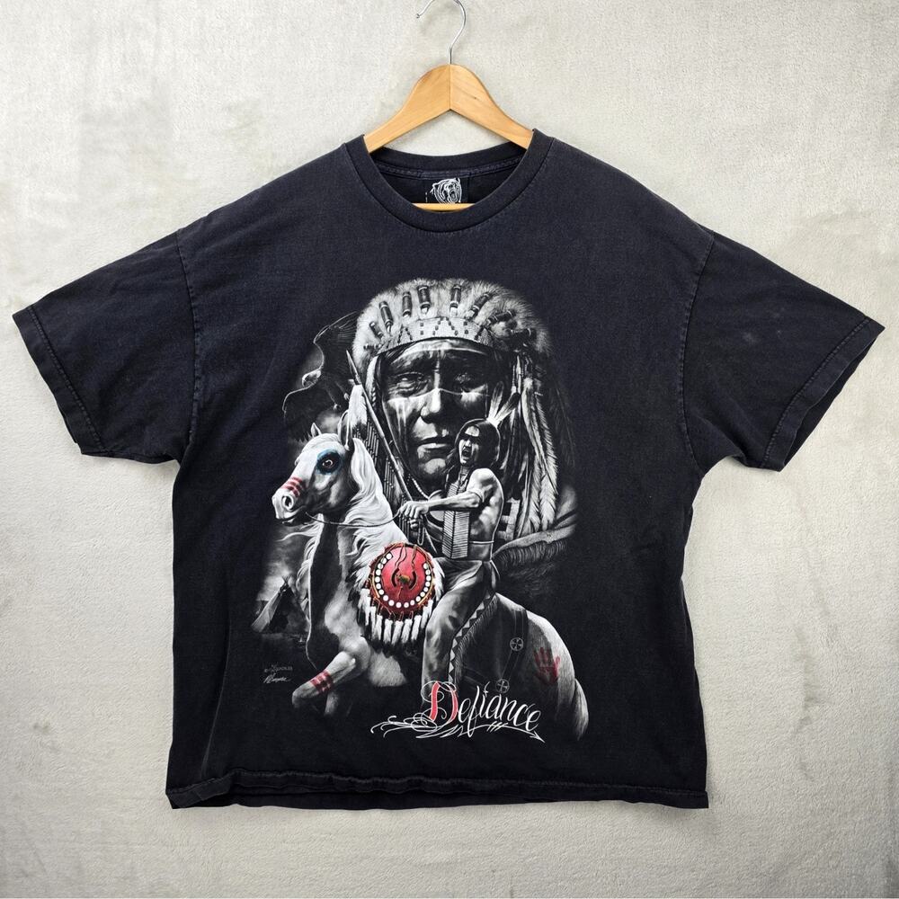 DGA Native American Indian Horse Shirt Mens XXL David Gonzales Art Y2K Defiance